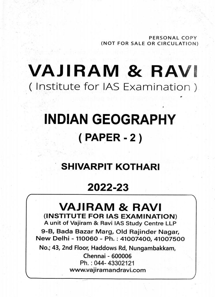 Vajiram & Ravi Indian Geography 202223 Yellow Book Paper2 By
